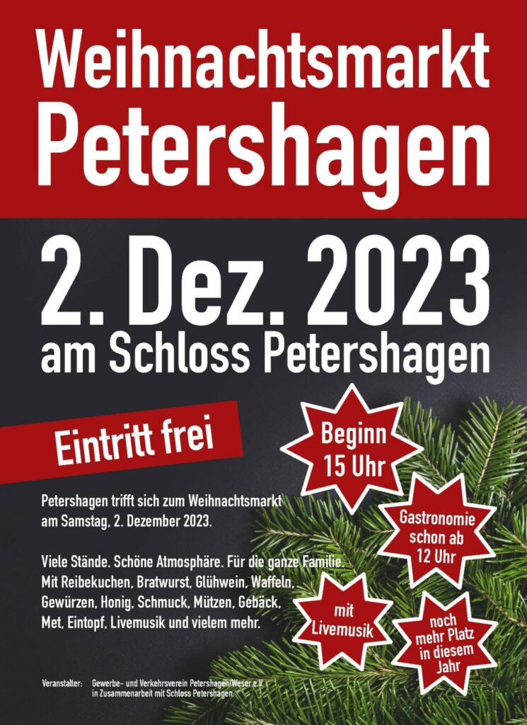 Plakat Weihnachtsmarkt Petershagen 02.12.2023